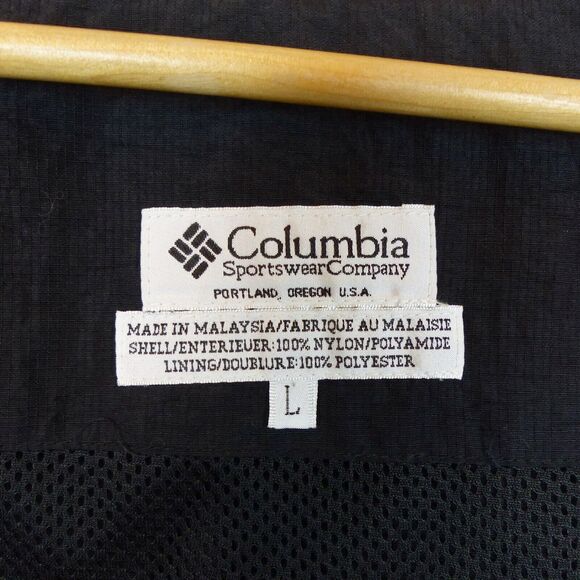 Columbia Ripstop Vest Mens L Black Full Zip Nylon Outdoor Hiking Techwear VTG - Picture 9 of 14